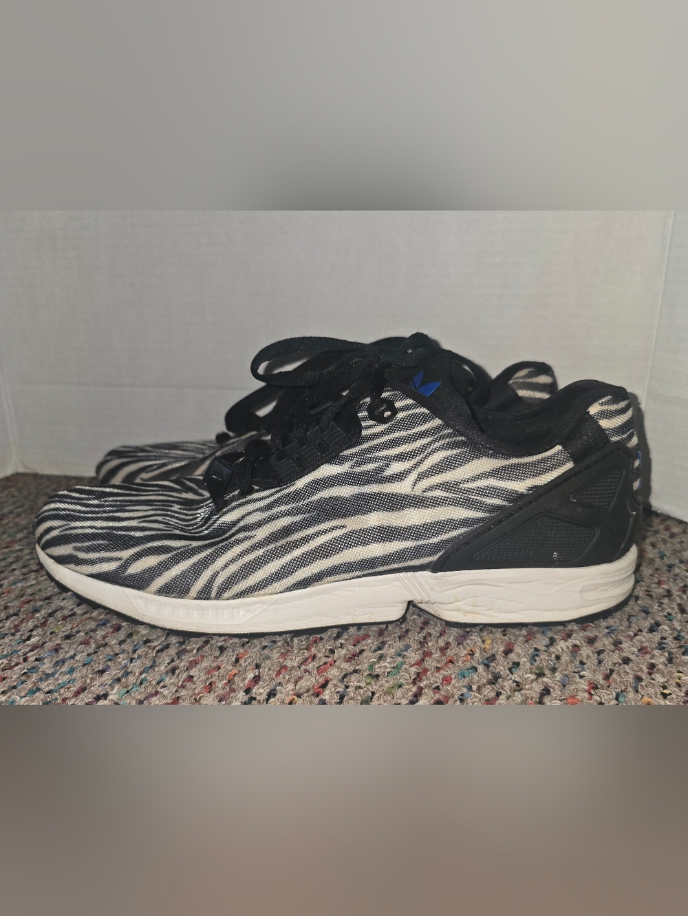 Adidas Men's 11 Originals ZX Flux Decon Vintage Shoes Black White Zebra Stripes